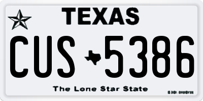 TX license plate CUS5386