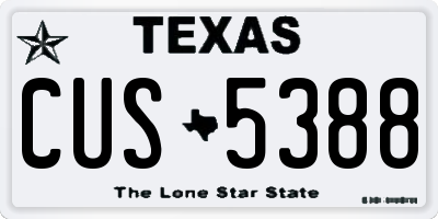 TX license plate CUS5388