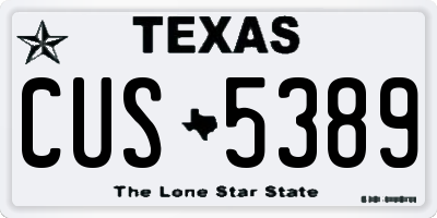 TX license plate CUS5389