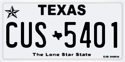 TX license plate CUS5401