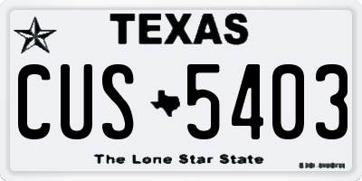 TX license plate CUS5403