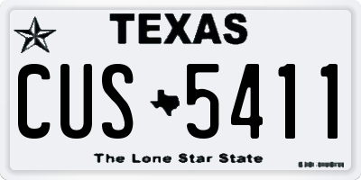 TX license plate CUS5411