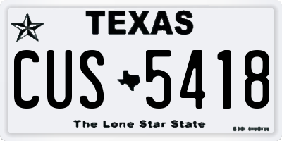 TX license plate CUS5418