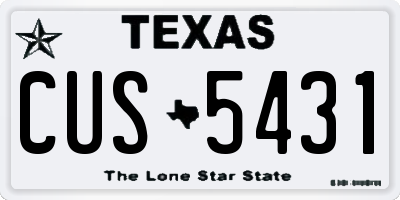 TX license plate CUS5431
