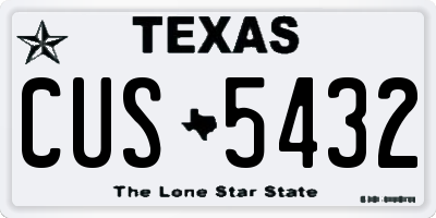 TX license plate CUS5432