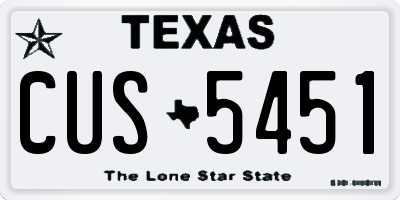 TX license plate CUS5451