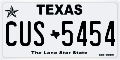 TX license plate CUS5454