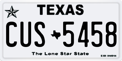 TX license plate CUS5458