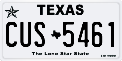 TX license plate CUS5461