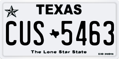 TX license plate CUS5463