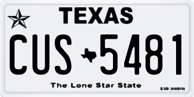 TX license plate CUS5481