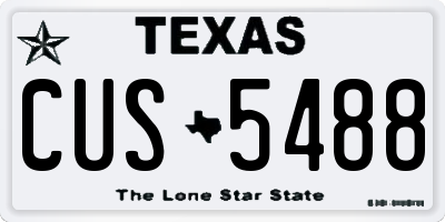 TX license plate CUS5488
