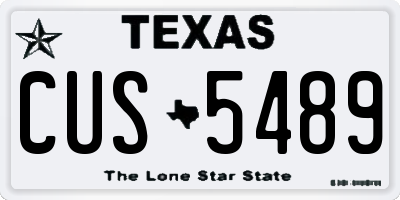 TX license plate CUS5489