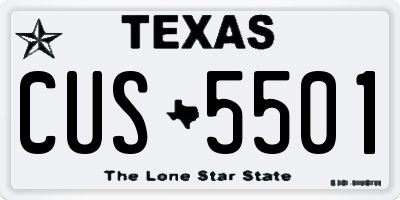 TX license plate CUS5501