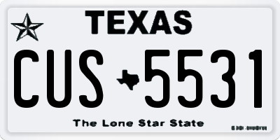 TX license plate CUS5531