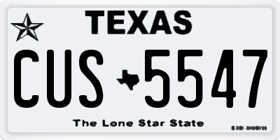 TX license plate CUS5547