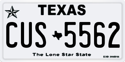 TX license plate CUS5562