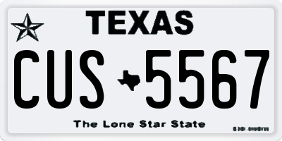 TX license plate CUS5567