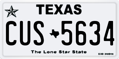 TX license plate CUS5634