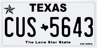 TX license plate CUS5643
