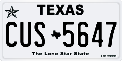 TX license plate CUS5647
