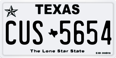 TX license plate CUS5654