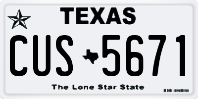 TX license plate CUS5671