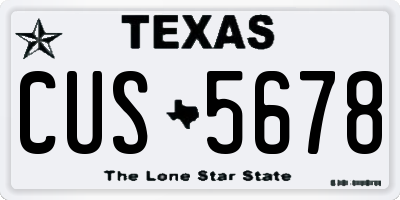 TX license plate CUS5678