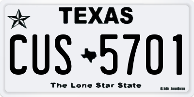 TX license plate CUS5701