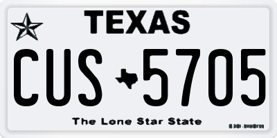 TX license plate CUS5705