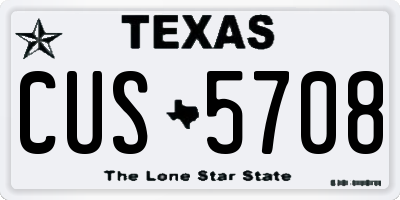 TX license plate CUS5708