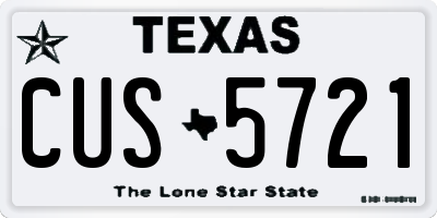 TX license plate CUS5721
