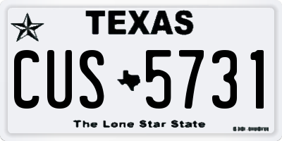 TX license plate CUS5731