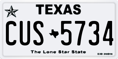TX license plate CUS5734