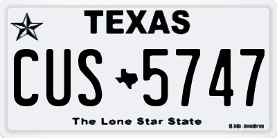 TX license plate CUS5747