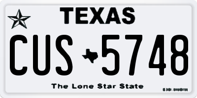 TX license plate CUS5748