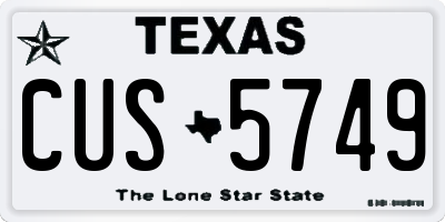 TX license plate CUS5749