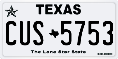 TX license plate CUS5753