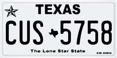 TX license plate CUS5758