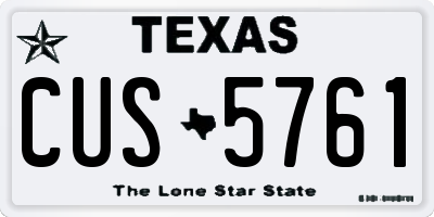TX license plate CUS5761