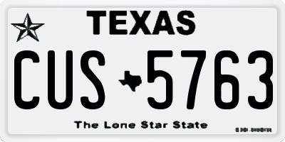 TX license plate CUS5763