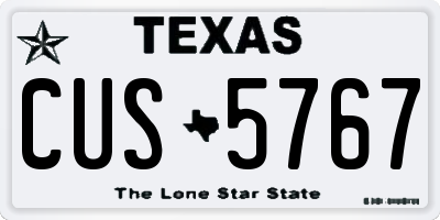 TX license plate CUS5767