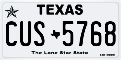 TX license plate CUS5768