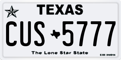 TX license plate CUS5777