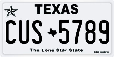 TX license plate CUS5789