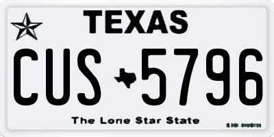 TX license plate CUS5796