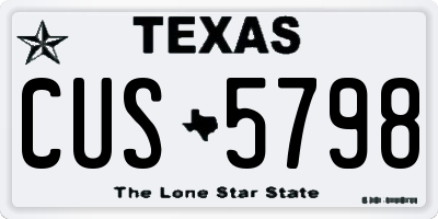 TX license plate CUS5798