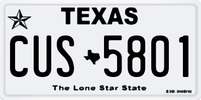 TX license plate CUS5801
