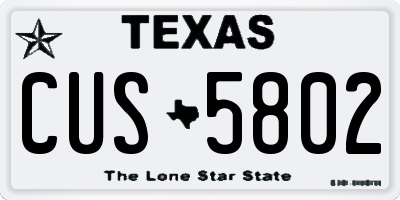 TX license plate CUS5802