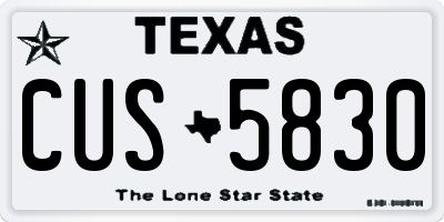 TX license plate CUS5830